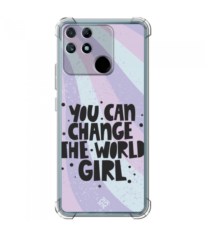 Funda Antigolpe [ Realme Narzo 50A ] Dibujo Frases Guays [ You Can Change The World Girl ] Esquina Reforzada Silicona 1.5mm