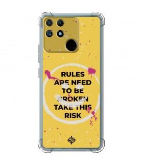 Funda Antigolpe [ Realme Narzo 50A ] Dibujo Frases Guays [ Smile - Rules Are Need  To Be Broken Take This Risk ] Esquina