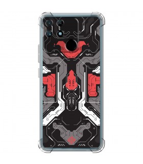 Funda Antigolpe [ Realme Narzo 50A ] Dibujo Gamers [ Cyberpunk Rojo y Grises ] Esquina Reforzada Silicona 1.5mm