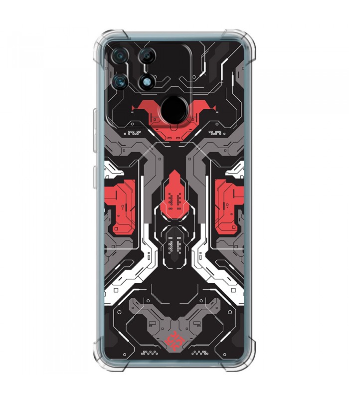 Funda Antigolpe [ Realme Narzo 50A ] Dibujo Gamers [ Cyberpunk Rojo y Grises ] Esquina Reforzada Silicona 1.5mm