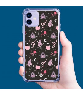 Funda Antigolpe [ Realme Narzo 50A ] Dibujo Gotico [ Diseño Brujería en Tonos Pastel y Fondo Negro ] Esquina Reforzada