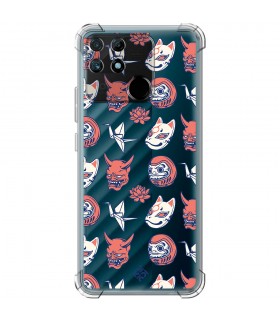 Funda Antigolpe [ Realme Narzo 50A ] Dibujo Japones [ Daruma, Máscara Kitsune y Hannya Japon ] Esquina Reforzada 1.5mm