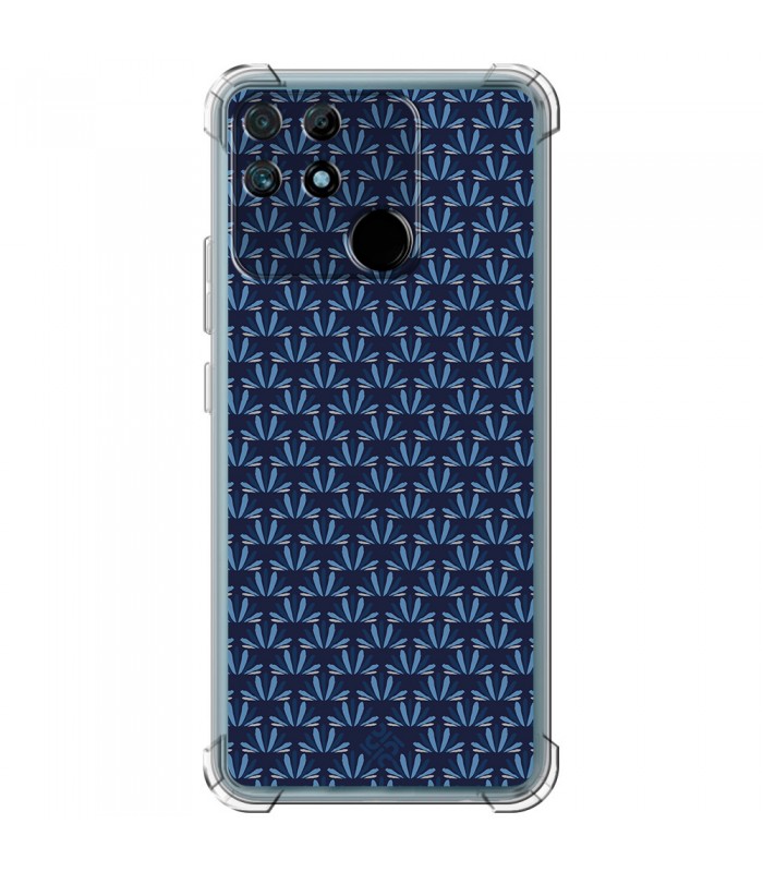 Funda Antigolpe [ Realme Narzo 50A ] Dibujo Japones [ Patron Abstracto Loto Azul ] Esquina Reforzada Silicona 1.5mm