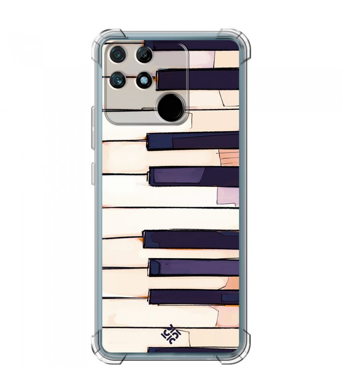 Funda Antigolpe [ Realme Narzo 50A ] Diseño Música [ Teclas de Piano ] Esquina Reforzada Silicona 1.5mm Transparente