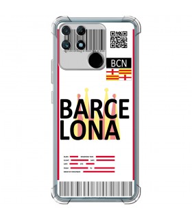 Funda Antigolpe [ Realme Narzo 50A ] Billete de Avión [ Barcelona ] Esquina Reforzada Silicona 1.5mm Transparente