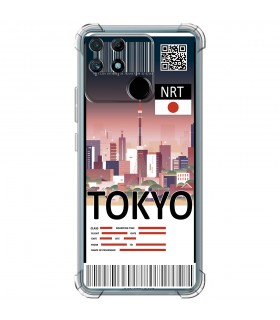 Funda Antigolpe [ Realme Narzo 50A ] Billete de Avión [ Tokio ] Esquina Reforzada Silicona 1.5mm Transparente