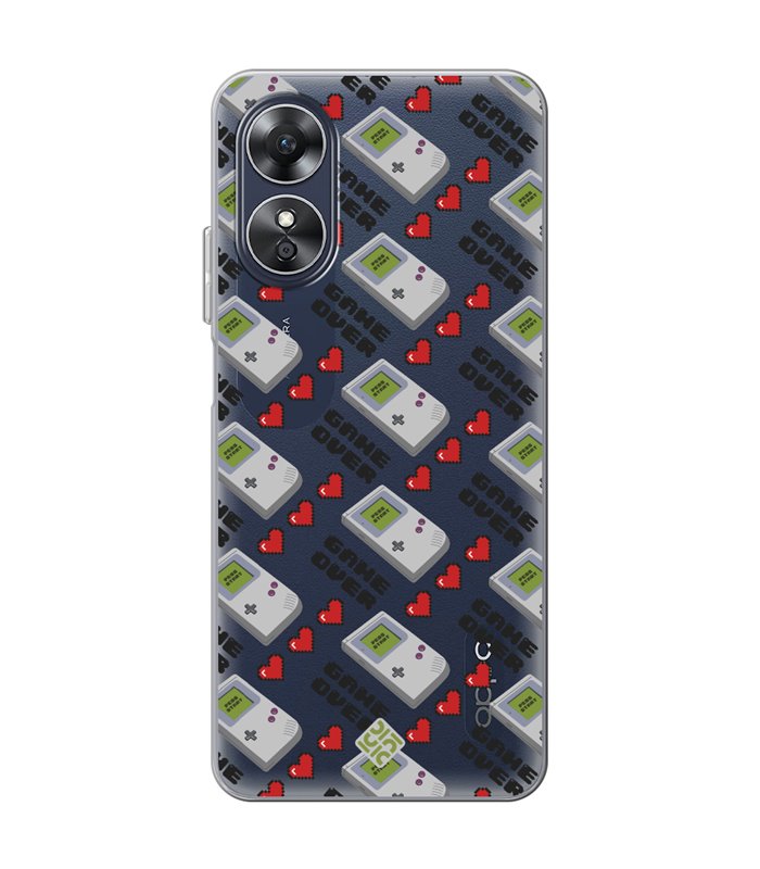 Funda para [ OPPO A17 ] Dibujo Auténtico [ Consola Retro - Game Over ] de Silicona Flexible para Smartphone