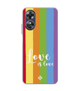 Funda para [ OPPO A17 ] Dibujo Auténtico [ Love is Love - Arcoiris ] de Silicona Flexible para Smartphone