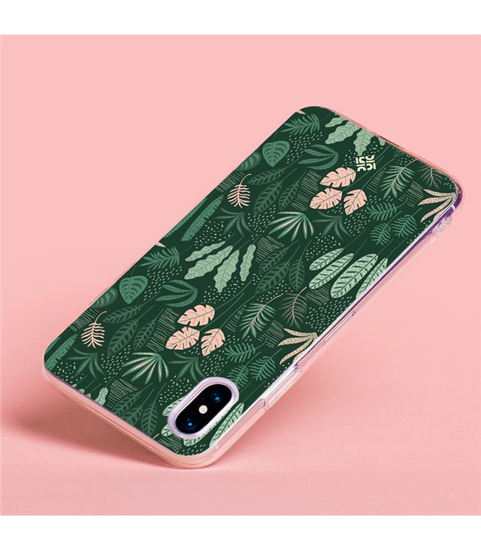 Funda para [ OPPO A17 ] Dibujo Botánico [ Patron Flora Vegetal Verde y Rosa ] de Silicona Flexible para Smartphone
