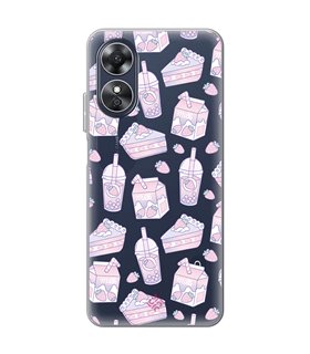 Funda para [ OPPO A17 ] Dibujo Cute [ Postres de Fresa En Rosa Pastel ] de Silicona Flexible para Smartphone