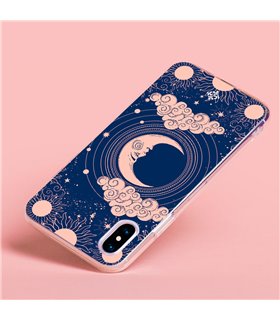 Funda para [ OPPO A17 ] Dibujo Esotérico [ Luna Creciente - Dibujo Místico Astrologico ] Silicona Flexible Smartphone