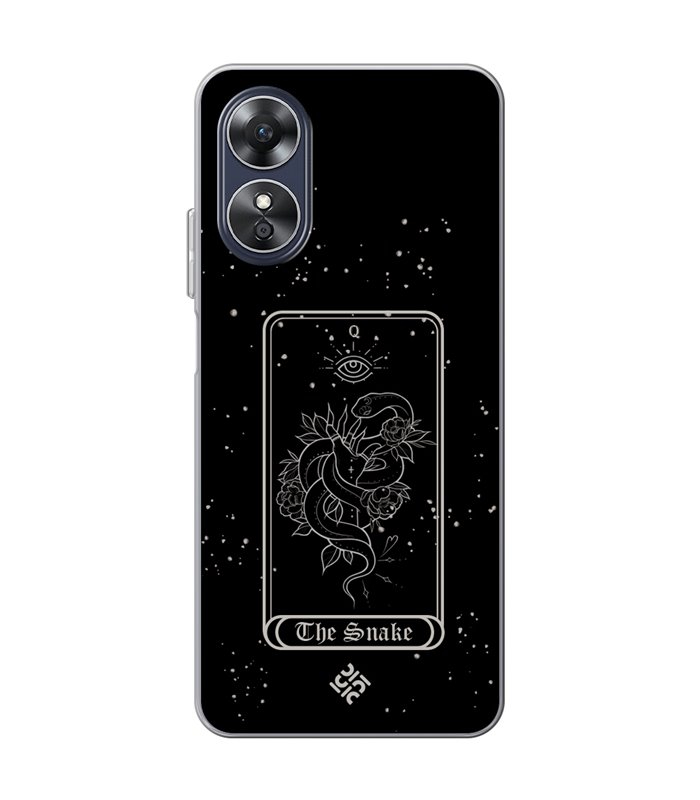 Funda para [ OPPO A17 ] Dibujo Esotérico [ Carta del Tarot - The Snake ] de Silicona Flexible para Smartphone