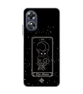 Funda para [ OPPO A17 ] Dibujo Esotérico [ Carta del Tarot - The Moon ] de Silicona Flexible para Smartphone