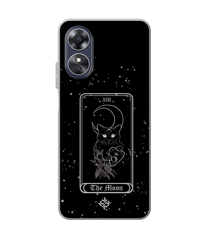 Funda para [ OPPO A17 ] Dibujo Esotérico [ Carta del Tarot - The Moon ] de Silicona Flexible para Smartphone