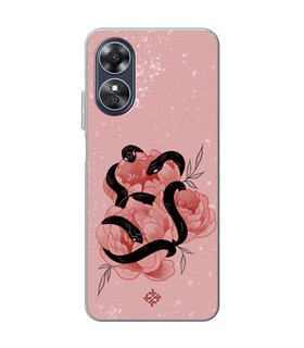 Funda para [ OPPO A17 ] Dibujo Esotérico [ Tentación Floral - Rosas con Serpientes ] de Silicona Flexible para Smartphone