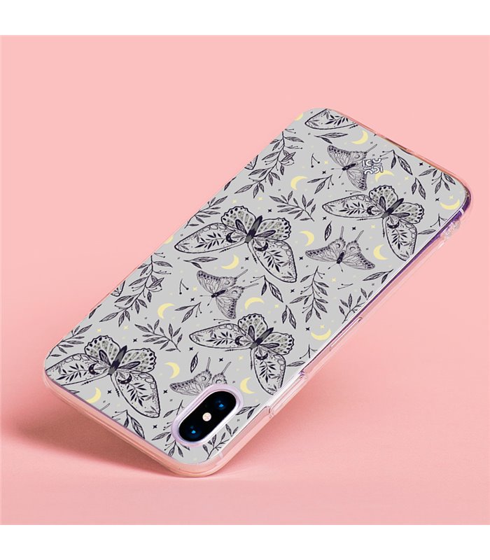 Funda para [ OPPO A17 ] Dibujo Esotérico [ Boho Fondo Mágico con Elementos de Espacio Gris Estrellas ] de Silicona Flexible