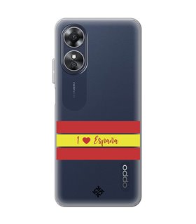 Funda para [ OPPO A17 ] Dibujo Auténtico [ I Love España ] de Silicona Flexible para Smartphone