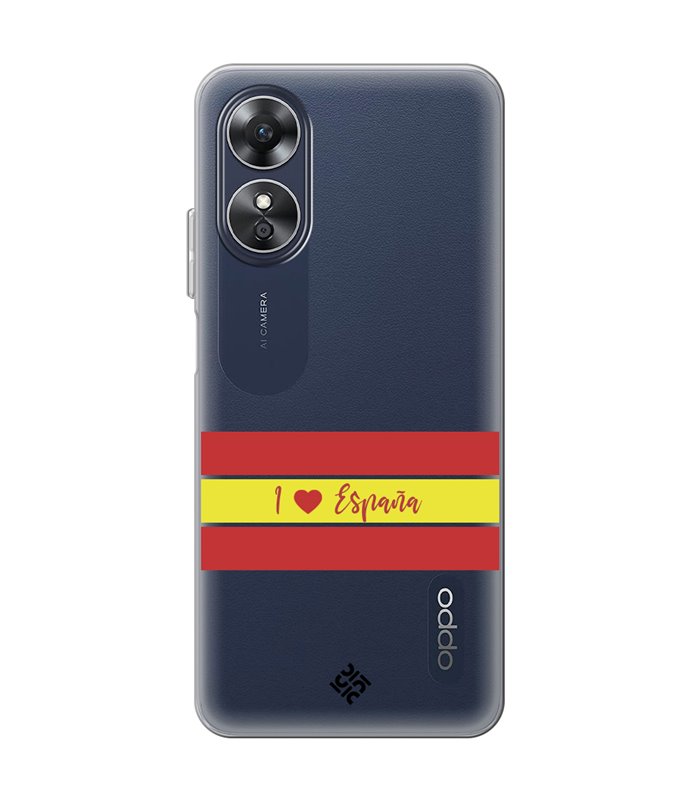 Funda para [ OPPO A17 ] Dibujo Auténtico [ I Love España ] de Silicona Flexible para Smartphone