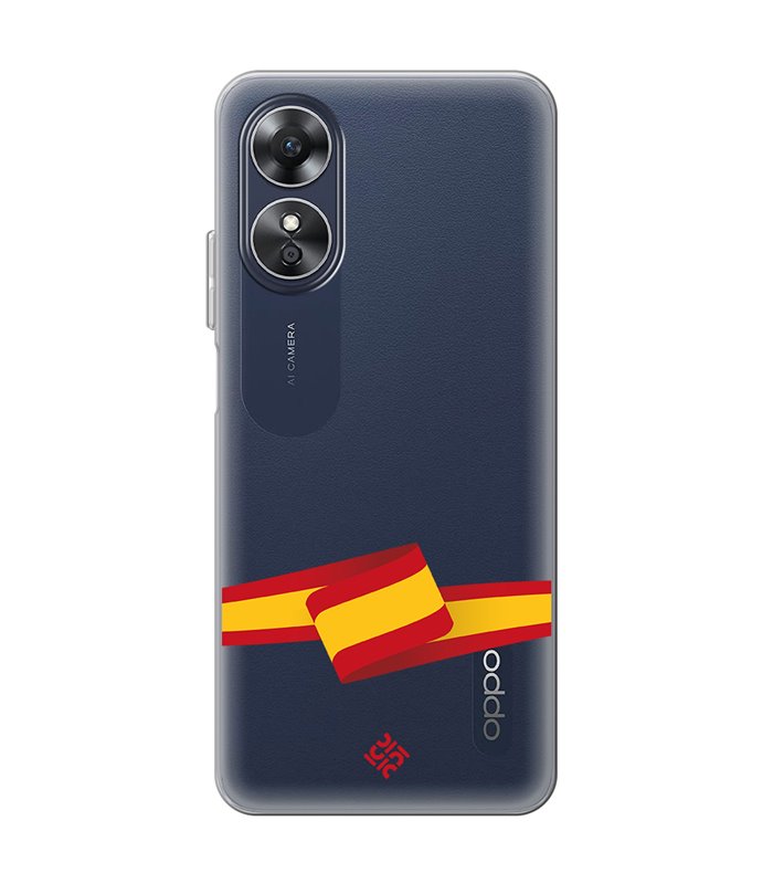Funda para [ OPPO A17 ] Dibujo Auténtico [ Bandera España ] de Silicona Flexible para Smartphone