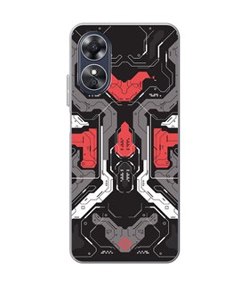 Funda para [ OPPO A17 ] Dibujo Gamers [ Cyberpunk Rojo y Grises ] de Silicona Flexible para Smartphone