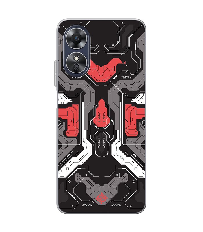 Funda para [ OPPO A17 ] Dibujo Gamers [ Cyberpunk Rojo y Grises ] de Silicona Flexible para Smartphone