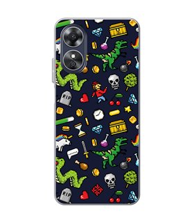 Funda para [ OPPO A17 ] Dibujo Gamers [ Iconos de Juego Retro Pixel Art 8 Bits ] de Silicona Flexible para Smartphone