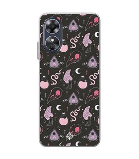 Funda para [ OPPO A17 ] Dibujo Gotico [ Diseño Brujería en Tonos Pastel y Fondo Negro ] de Silicona Flexible para Smartphone