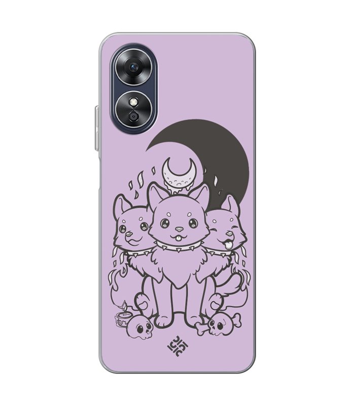 Funda para [ OPPO A17 ] Dibujo Gotico [ Cute Cancerbero ] de Silicona Flexible para Smartphone