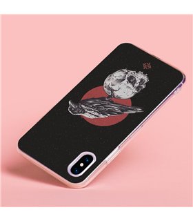 Funda para [ OPPO A17 ] Dibujo Gotico [ Cuervo Sobre Cráneo ] de Silicona Flexible para Smartphone