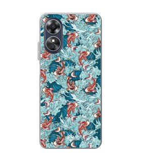 Funda para [ OPPO A17 ] Dibujo Japones [ Peces Koi ] de Silicona Flexible para Smartphone