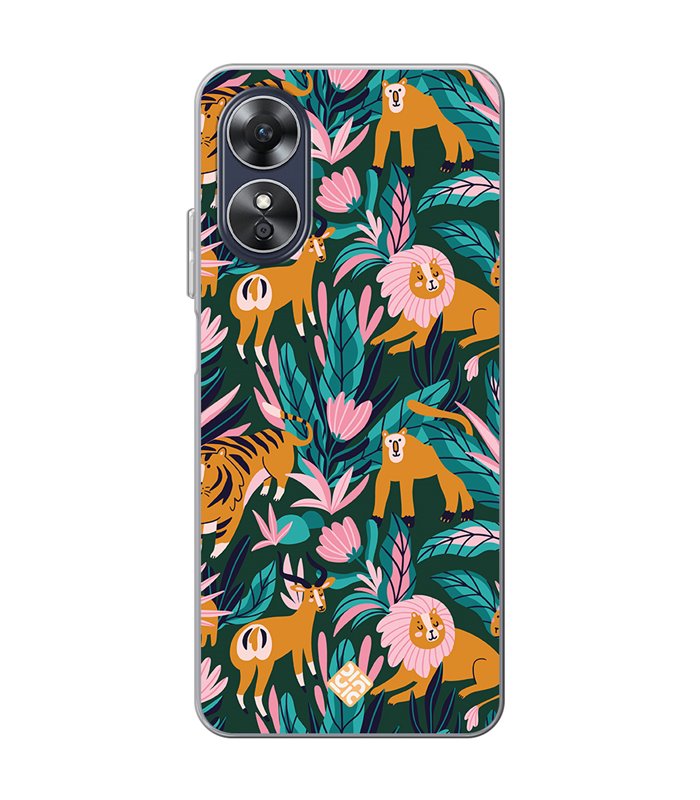 Funda para [ OPPO A17 ] Dibujo Mascotas [ Estampado Animales de Selva ] de Silicona Flexible para Smartphone