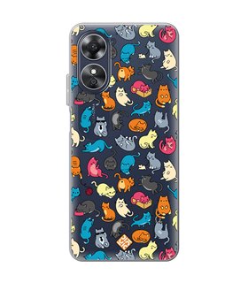 Funda para [ OPPO A17 ] Dibujo Mascotas [ Gatos de Varios Colores ] de Silicona Flexible para Smartphone