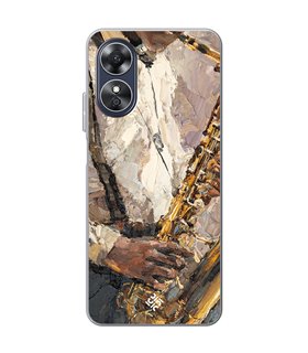 Funda para [ OPPO A17 ] Diseño Música [ Pintura - Tocando el Saxofón ] de Silicona Flexible para Smartphone