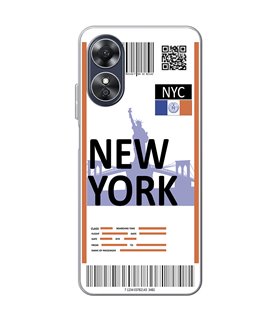 Funda para [ OPPO A17 ] Billete de Avión [ New York ] de Silicona Flexible para Smartphone