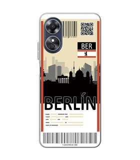 Funda para [ OPPO A17 ] Billete de Avión [ Berlín ] de Silicona Flexible para Smartphone