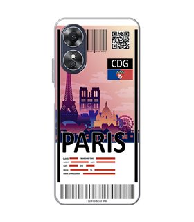 Funda para [ OPPO A17 ] Billete de Avión [ París ] de Silicona Flexible para Smartphone