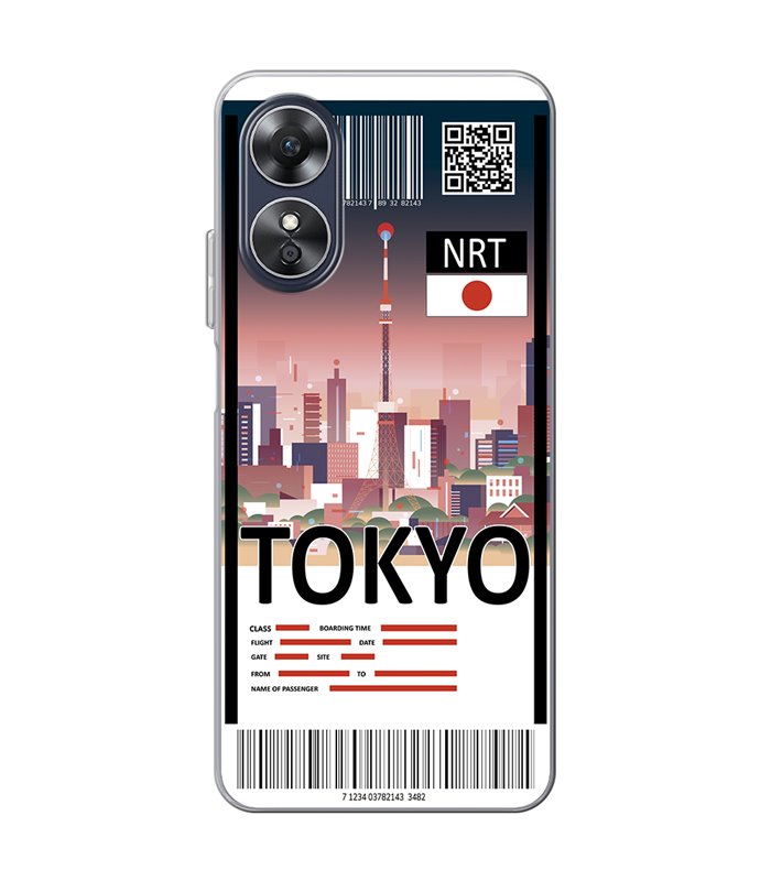 Funda para [ OPPO A17 ] Billete de Avión [ Tokio ] de Silicona Flexible para Smartphone