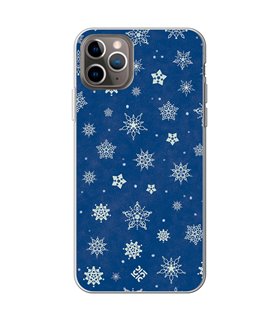 Funda para  [ iPhone 11 Pro Max ] Fondo Navidad [ Copos de Nieve ] de Silicona Flexible para Smartphone