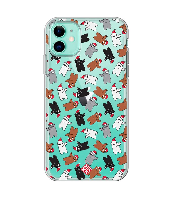 Funda para  [ iPhone 11 ] Fondo Navidad [ Bear Dab ] de Silicona Flexible para Smartphone