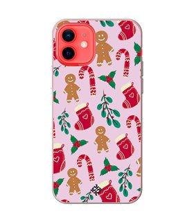 Funda para  [ iPhone 12 Mini ] Fondo Navidad [ Galleta Christmas Baston Caramelo ] de Silicona Flexible para Smartphone