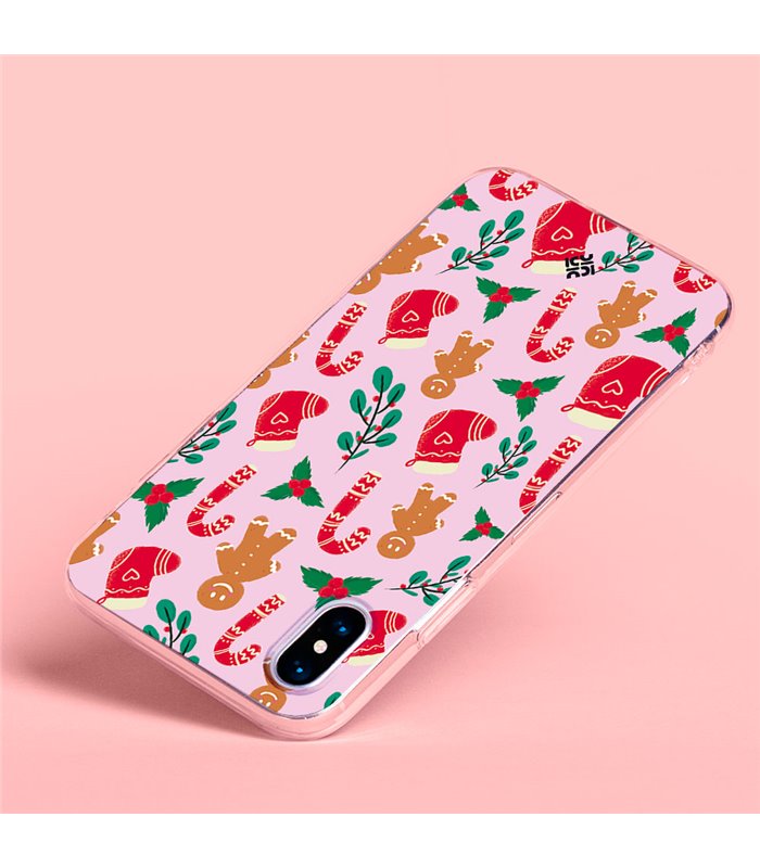 Funda para  [ iPhone 12 Mini ] Fondo Navidad [ Galleta Christmas Baston Caramelo ] de Silicona Flexible para Smartphone