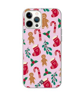 Funda para  [ iPhone 12 Pro Max ] Fondo Navidad [ Galleta Christmas Baston Caramelo ] de Silicona Flexible para Smartphone