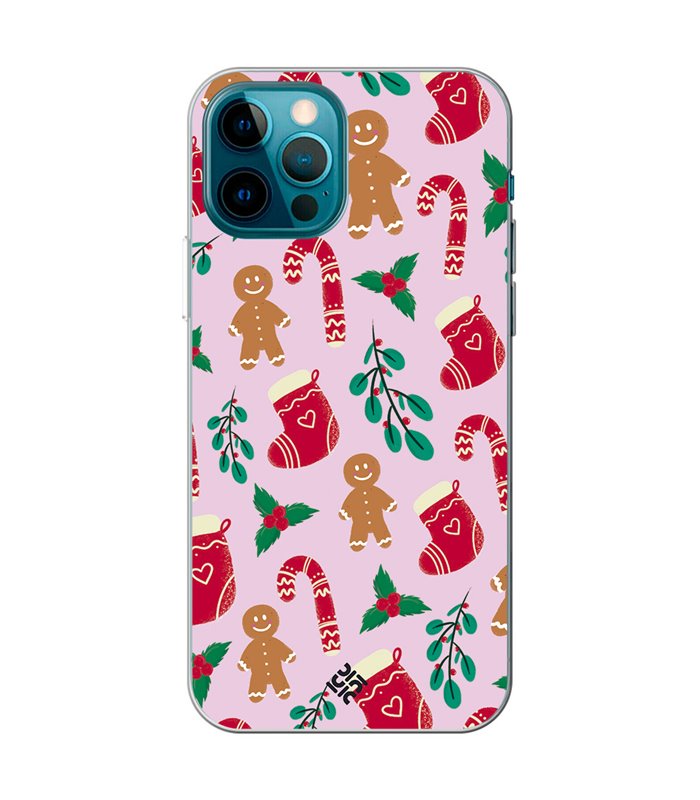 Funda para  [ iPhone 12 Pro ] Fondo Navidad [ Galleta Christmas Baston Caramelo ] de Silicona Flexible para Smartphone