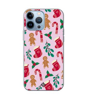 Funda para  [ iPhone 13 Pro Max ] Fondo Navidad [ Galleta Christmas Baston Caramelo ] de Silicona Flexible para Smartphone