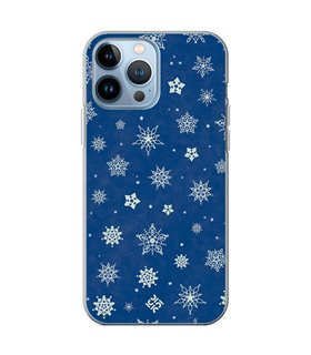 Funda para  [ iPhone 13 Pro Max ] Fondo Navidad [ Copos de Nieve ] de Silicona Flexible para Smartphone