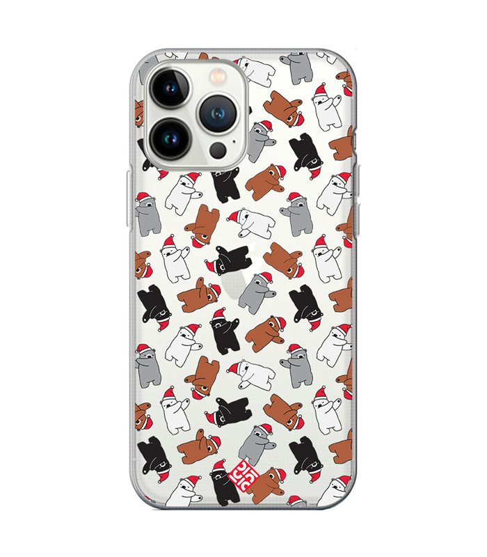 Funda para  [ iPhone 13 Pro ] Fondo Navidad [ Bear Dab ] de Silicona Flexible para Smartphone