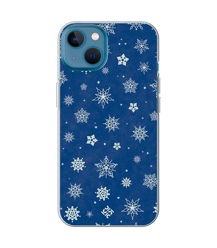 Funda para  [ iPhone 13 ] Fondo Navidad [ Copos de Nieve ] de Silicona Flexible para Smartphone