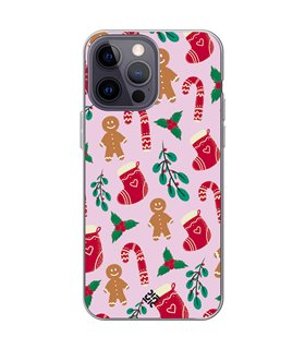 Funda para  [ iPhone 14 Pro Max ] Fondo Navidad [ Galleta Christmas Baston Caramelo ] de Silicona Flexible para Smartphone