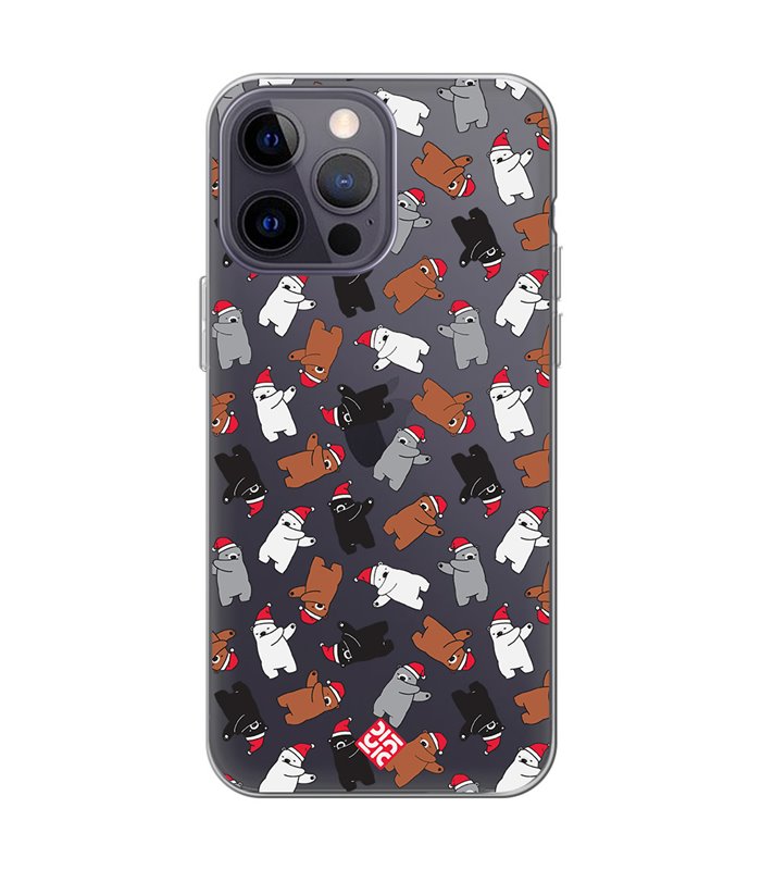 Funda para  [ iPhone 14 Pro Max ] Fondo Navidad [ Bear Dab ] de Silicona Flexible para Smartphone