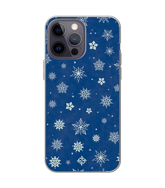 Funda para  [ iPhone 14 Pro Max ] Fondo Navidad [ Copos de Nieve ] de Silicona Flexible para Smartphone